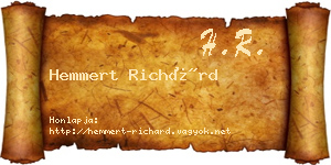 Hemmert Richárd névjegykártya